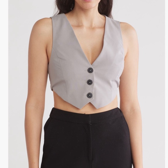 ASOS DESIGN- Crop vest Top-light grey-size 4 NWT - Picture 1 of 8